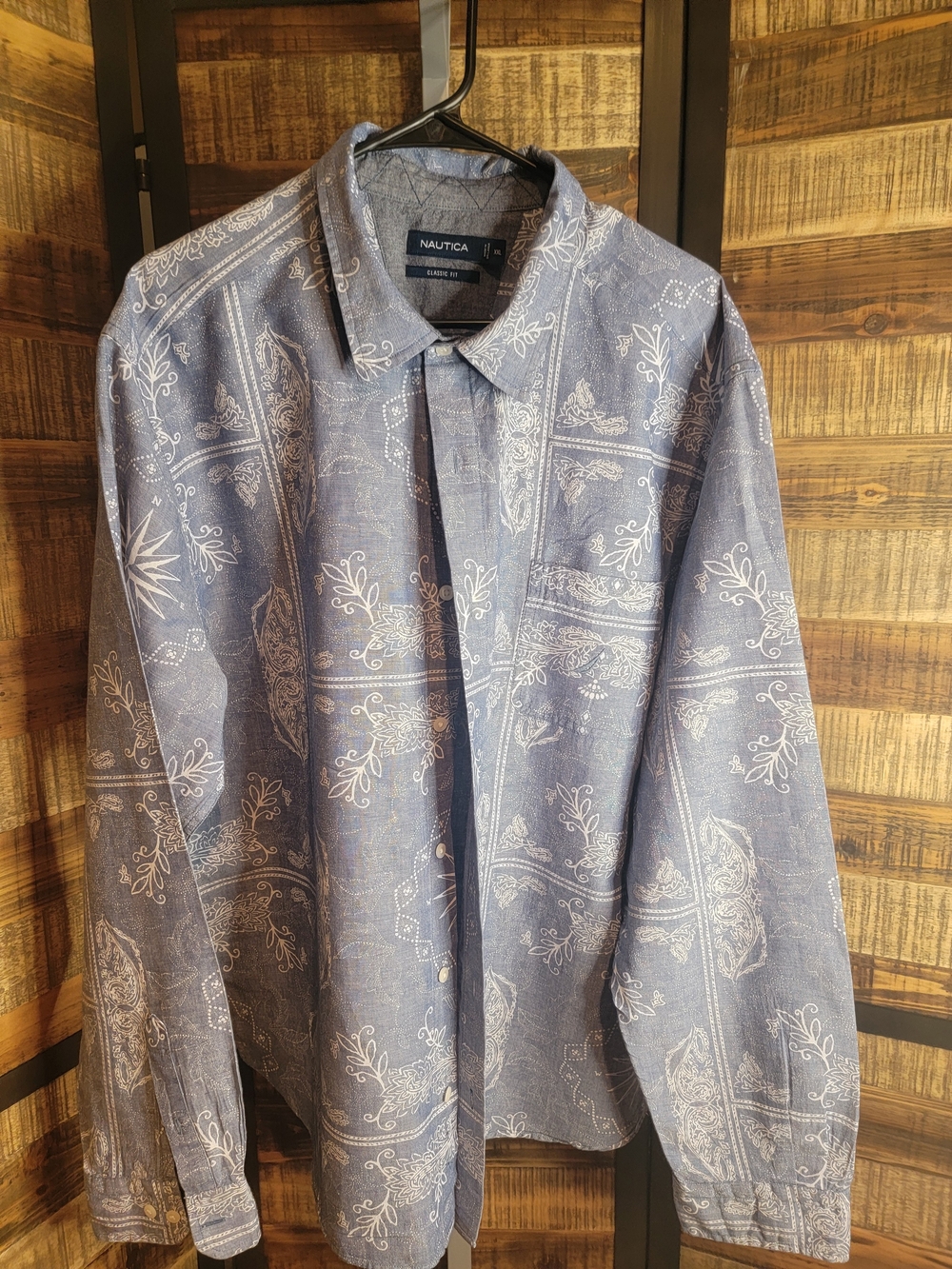 Nautica Light Blue Paisley-Print Long Sleeve Shirt